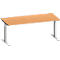 Schäfer Shop Genius Schreibtisch MODENA FLEX, Rechteck, T-Fuß Rechteckrohr, B 1800 x T 800 x H 650-850 mm, Buche/weißalu