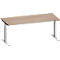 Schäfer Shop Genius Schreibtisch MODENA FLEX, Rechteck, T-Fuß Rechteckrohr, B 1800 x T 800 x H 650-850 mm, Eiche/weißalu
