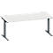 Schäfer Shop Genius Schreibtisch MODENA FLEX, Rechteck, T-Fuß Rechteckrohr, B 1800 x T 800 x H 650-850 mm, lichtgrau/anthrazit