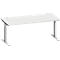 Schäfer Shop Genius Schreibtisch MODENA FLEX, Rechteck, T-Fuß Rechteckrohr, B 1800 x T 800 x H 650-850 mm, lichtgrau/weißalu