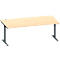 Schäfer Shop Genius Schreibtisch MODENA FLEX, Rechteck, T-Fuß Rechteckrohr, B 2000 x T 1000 x H 650-850 mm, Ahorn/anthrazit