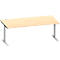 Schäfer Shop Genius Schreibtisch MODENA FLEX, Rechteck, T-Fuß Rechteckrohr, B 2000 x T 1000 x H 650-850 mm, Ahorn/weißalu