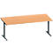 Schäfer Shop Genius Schreibtisch MODENA FLEX, Rechteck, T-Fuß Rechteckrohr, B 2000 x T 1000 x H 650-850 mm, Buche/anthrazit