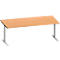 Schäfer Shop Genius Schreibtisch MODENA FLEX, Rechteck, T-Fuß Rechteckrohr, B 2000 x T 1000 x H 650-850 mm, Buche/weißalu