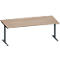 Schäfer Shop Genius Schreibtisch MODENA FLEX, Rechteck, T-Fuß Rechteckrohr, B 2000 x T 1000 x H 650-850 mm, Eiche/anthrazit
