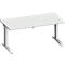 Schäfer Shop Genius Schreibtisch PLANOVA ERGOSTYLE, elektrisch höhenverstellbar, Rechteck, C-Fuß, B 1600 mm, lichtgrau/weißalu 