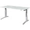 Schäfer Shop Genius Schreibtisch PLANOVA ERGOSTYLE, elektrisch höhenverstellbar, Rechteck, C-Fuß, B 1600 mm, lichtgrau/weißalu 