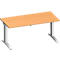 Schäfer Shop Genius Schreibtisch PLANOVA ERGOSTYLE, elektrisch höhenverstellbar, Rechteck, C-Fuß, B 1600 x T 800 x H 715-1182 mm, Buche/weißaluminium
