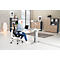 Schäfer Shop Genius Schreibtisch PLANOVA ERGOSTYLE, elektrisch höhenverstellbar, Rechteck, C-Fuß, B 2000 mm, lichtgrau/weißalu 