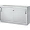 Schäfer Shop Genius Schuifdeurkast TETRIS SOLID, 2 ordnerhoogten, B 1200 x H 818 mm, middenwand, 19 mm afdekplaat, lichtgrijs/blank aluminium 