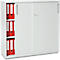 Schäfer Shop Genius schuifdeurkast TETRIS WOOD, 3 OH, 2 legborden, afsluitbaar, voetgeleiders &amp; stalen onderstel, B 1000 x D 421 x H 1160 mm, lichtgrijs