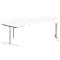 Schäfer Shop Genius schuin bureau MODENA FLEX 135°, T-poot ronde buis, B 2165 mm, bevestiging links, wit/wit aluminium