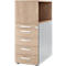 Schäfer Shop Genius Standcontainer mit Aufsatzregal, abschließbar, runder Griff, Eiche/weißalu