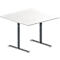 Schäfer Shop Genius Table d’appoint MODENA FLEX, hauteur réglable, carrée, tube rond pied-T, l. 1000 x P 1000 mm, blanc 