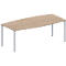 Schäfer Shop Genius Table de conférence MODENA FLEX, bateau, 4 pieds en tube rond, L 2000 x H 720-840 mm, décor chêne/aluminium blanc RAL 9006