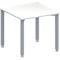 Schäfer Shop Genius Table de conférence MODENA FLEX, carrée, 4 pieds en tube carré, L 800 x P 800 x H 720-840 mm, blanc/aluminium blanc RAL 9006