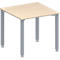Schäfer Shop Genius Table de conférence MODENA FLEX, carrée, 4 pieds en tube carré, L 800 x P 800 x H 720-840 mm, érable/aluminium blanc RAL 9006