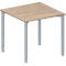 Schäfer Shop Genius Table de conférence MODENA FLEX, carrée, 4 pieds en tube rond, L 800 x P 800 x H 720-840 mm, décor chêne/aluminium blanc RAL 9006