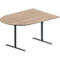Schäfer Shop Genius Table de conférence MODENA FLEX, demi-cercle, pied en T tube rond, L 1400 x P 1000 x H 650-850 mm, décor chêne/aluminium blanc RAL 9006