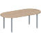 Schäfer Shop Genius Table de conférence MODENA FLEX, ovale, 4 pieds en tube carré, L 2000 x P 1000 x H 720-840 mm, décor chêne/aluminium blanc RAL 9006