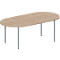 Schäfer Shop Genius Table de conférence MODENA FLEX, ovale, 4 pieds en tube rond, L 2000 x P 1000 x H 720-840 mm, décor chêne/aluminium blanc RAL 9006