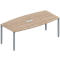 Schäfer Shop Genius Table de conférence MODENA FLEX, raccordement triple, bateau, 4 pieds en tube carré, L 2000 x H 720-840 mm, décor chêne/aluminium blanc