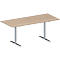 Schäfer Shop Genius Table de conférence MODENA FLEX, rectangulaire, pied en T en tube rond, L 1800 x P 800 x H 650-850 mm, décor chêne/aluminium blanc RAL 9006