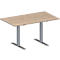 Schäfer Shop Genius Table de conférence MODENA FLEX, rectangulaire, pied en T tube rectangulaire, L 1400 x P 800 x H 650-850 mm, décor chêne/aluminium blanc RAL 9006
