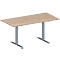 Schäfer Shop Genius Table de conférence MODENA FLEX, rectangulaire, pied en T tube rectangulaire, L 1600 x P 800 x H 650-850 mm, décor chêne/aluminium blanc RAL 9006