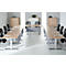 Schäfer Shop Genius Table de conférence MODENA FLEX, rectangulaire, pied en T tube rectangulaire, L 1600 x P 800 x H 650-850 mm, décor chêne/aluminium blanc RAL 9006
