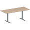 Schäfer Shop Genius Table de conférence MODENA FLEX, rectangulaire, pied en T tube rectangulaire, L 1800 x P 800 x H 650-850 mm, décor chêne/aluminium blanc RAL 9006