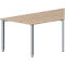 Schäfer Shop Genius Table de conférence MODENA FLEX, trapèze, 4 pieds en tube carré, L 1600 x P 800 x H 720-840 mm, décor chêne/aluminium blanc RAL 9006