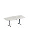 Schäfer Shop Genius Table de réunion MODENA FLEX, hauteur ajustable, bloc prise six entrées, forme bateau, pieds en T avec tubes rectangulaires, l. 2000 x P 1000/800 mm, gris clair
