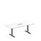 Schäfer Shop Genius Table de réunion MODENA FLEX, hauteur ajustable, bloc prise six entrées, rectangulaire, pieds en T, l. 2000 x P 800 mm, blanc