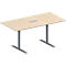 Schäfer Shop Genius Table de réunion MODENA FLEX, hauteur ajustable, bloc prise trois entrées, en forme de rectangle, pied en T avec tubes ronds, l. 1600 x P 800 mm, coloris érable