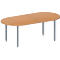 Schäfer Shop Genius Table de réunion MODENA FLEX, hauteur ajustable, en forme d'ovale, 4 pieds avec tubes carrés, l. 2000 x P 1000 mm, sans bloc prise, coloris hêtre 