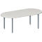Schäfer Shop Genius Table de réunion MODENA FLEX, hauteur ajustable, en forme d'ovale, 4 pieds avec tubes carrés, l. 2000 x P 1000 mm, sans bloc prise, gris clair 