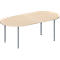 Schäfer Shop Genius Table de réunion MODENA FLEX, hauteur ajustable, en forme d'ovale, 4 pieds avec tubes ronds, 2000 x 1000 mm, coloris érable 