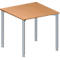 Schäfer Shop Genius Table de réunion MODENA FLEX, hauteur ajustable, en forme de carré, 4 pieds avec tubes ronds, l. 800 x P 800 mm, coloris hêtre 