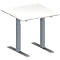 Schäfer Shop Genius Table de réunion MODENA FLEX, hauteur ajustable, en forme de carré, pieds en T avec tubes rectangulaires, l. 800 x P 800 mm, blanc 