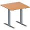 Schäfer Shop Genius Table de réunion MODENA FLEX, hauteur ajustable, en forme de carré, pieds en T avec tubes rectangulaires, l. 800 x P 800 mm, coloris hêtre 