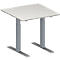 Schäfer Shop Genius Table de réunion MODENA FLEX, hauteur ajustable, en forme de carré, pieds en T avec tubes rectangulaires, l. 800 x P 800 mm, gris clair 