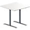 Schäfer Shop Genius Table de réunion MODENA FLEX, hauteur ajustable, en forme de carré, pieds en T avec tubes ronds, l. 800 x P 800 mm, blanc 