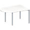 Schäfer Shop Genius Table de réunion MODENA FLEX, hauteur ajustable, en forme de demi-ovale, 4 pieds avec tubes ronds, l. 1400 x P 1000 mm, blanc 
