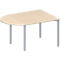 Schäfer Shop Genius Table de réunion MODENA FLEX, hauteur ajustable, en forme de demi-ovale, 4 pieds avec tubes ronds, l. 1400 x P 1000 mm, coloris érable 