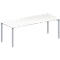 Schäfer Shop Genius Table de réunion MODENA FLEX, hauteur ajustable, en forme de rectangle, 4 pieds avec tubes ronds, l. 2000 x P 800 mm, blanc 