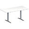 Schäfer Shop Genius Table de réunion MODENA FLEX, hauteur ajustable, en forme de rectangle, pied en T avec tubes rectangulaires, l. 1600 x P 800 mm, blanc 