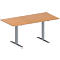 Schäfer Shop Genius Table de réunion MODENA FLEX, hauteur ajustable, en forme de rectangle, pied en T avec tubes rectangulaires, l. 1600 x P 800 mm, coloris hêtre 