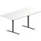 Schäfer Shop Genius Table de réunion MODENA FLEX, hauteur ajustable, en forme de rectangle, pied en T avec tubes ronds, l. 1600 x P 800 mm, blanc 