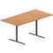 Schäfer Shop Genius Table de réunion MODENA FLEX, hauteur ajustable, en forme de rectangle, pied en T avec tubes ronds, l. 1600 x P 800 mm, coloris hêtre 